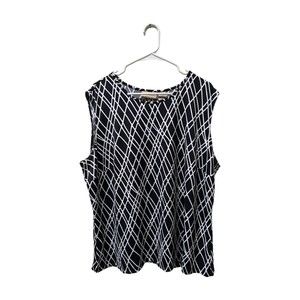Apostrophe Women's Black & White Sleeveless Top, Size 20/22w, Pre-owned